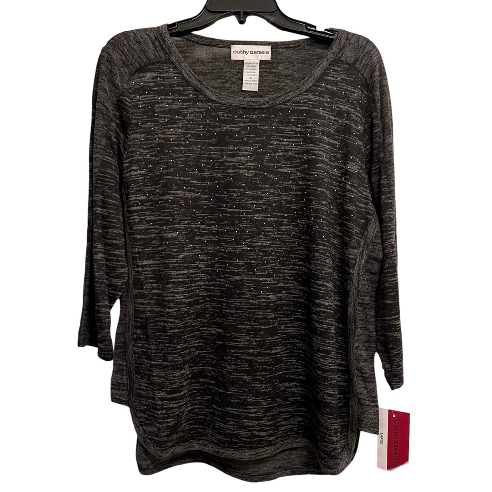 🌻 Cathy Daniels Black and Gray Women's Top XL